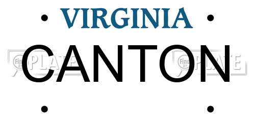 CANTON Virginia License Plate