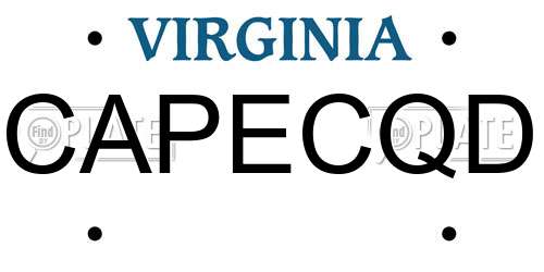 CAPECQD Virginia License Plate