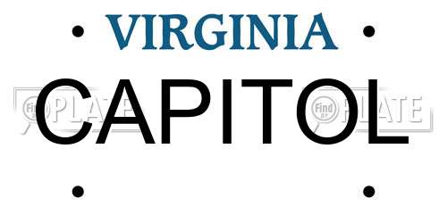 CAPITOL Virginia License Plate