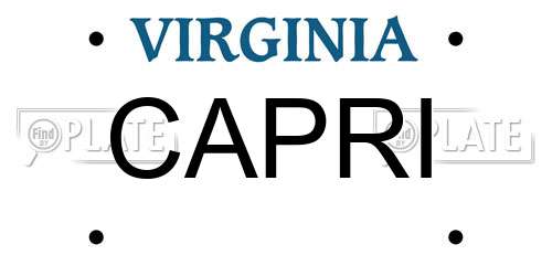 CAPRI Virginia License Plate