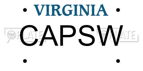 CAPSW Virginia License Plate