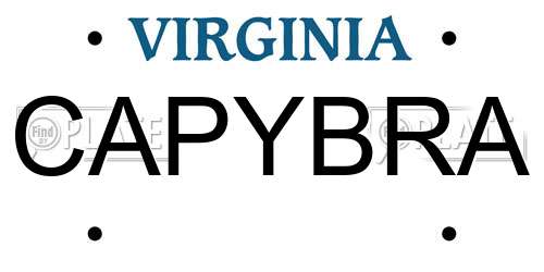 CAPYBRA Virginia License Plate