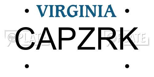 CAPZRK Virginia License Plate