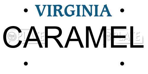 CARAMEL Virginia License Plate