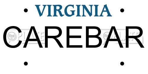 CAREBAR Virginia License Plate