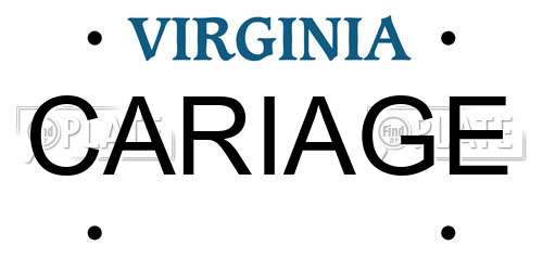 CARIAGE Virginia License Plate