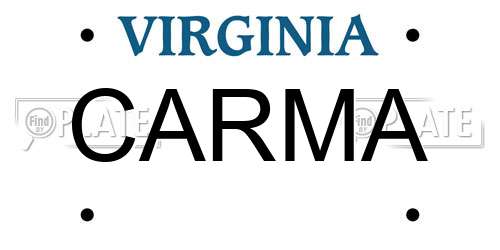 CARMA Virginia License Plate