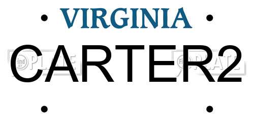 CARTER2 Virginia License Plate