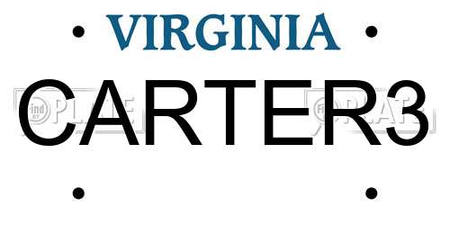 CARTER3 Virginia License Plate
