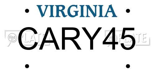 CARY45 Virginia License Plate