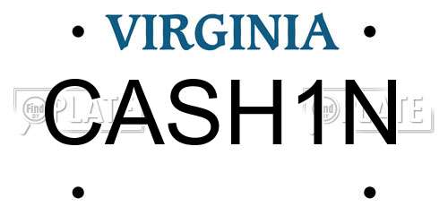 CASH1N Virginia License Plate