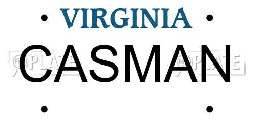 CASMAN Virginia License Plate