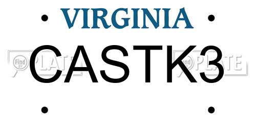 CASTK3 Virginia License Plate