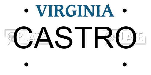 CASTRO Virginia License Plate