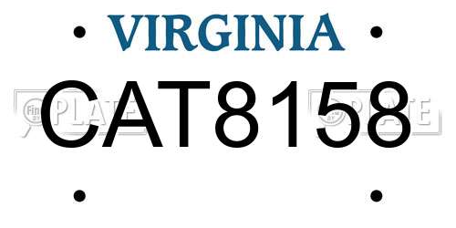 CAT8158 Virginia License Plate