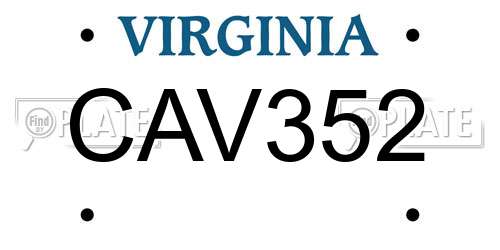 CAV352 Virginia License Plate