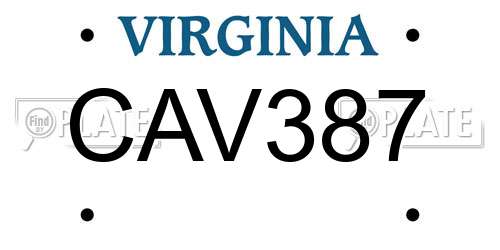 CAV387 Virginia License Plate
