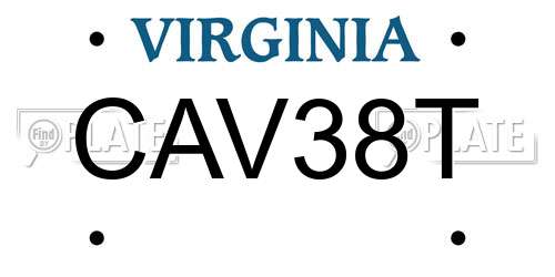 CAV38T Virginia License Plate
