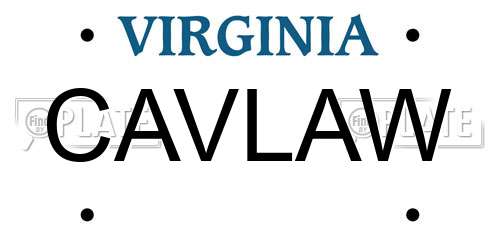 CAVLAW Virginia License Plate