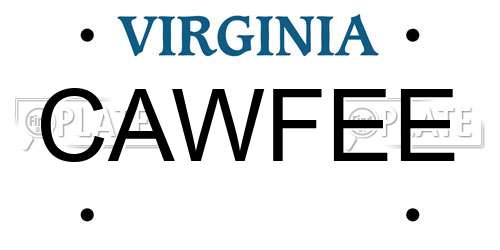 CAWFEE Virginia License Plate