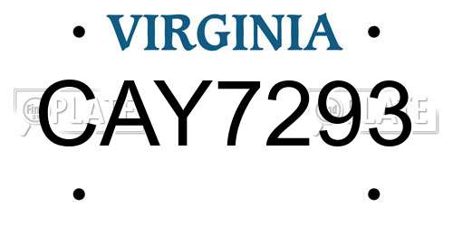 CAY7293 Virginia License Plate