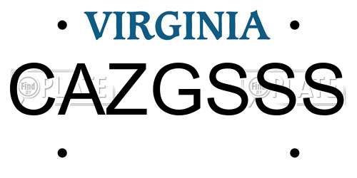 CAZGSSS Virginia License Plate