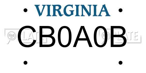 CB0A0B Virginia License Plate
