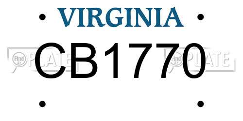 CB1770 Virginia License Plate