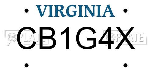 CB1G4X Virginia License Plate
