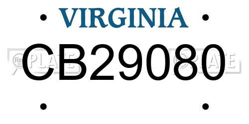 CB29080 Virginia License Plate