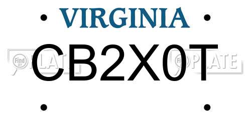 CB2X0T Virginia License Plate