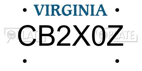 CB2X0Z Virginia License Plate