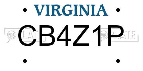 CB4Z1P Virginia License Plate