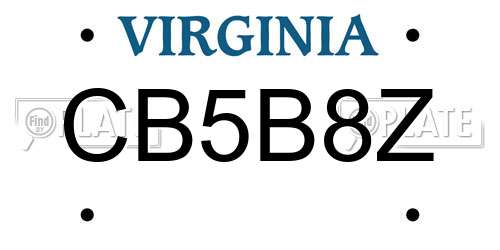CB5B8Z Virginia License Plate