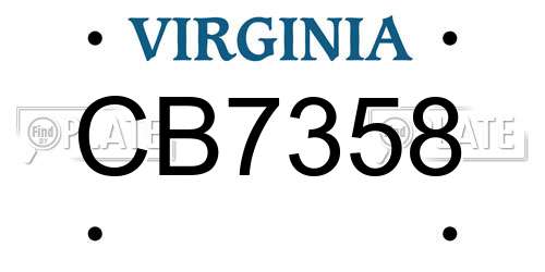 CB7358 Virginia License Plate