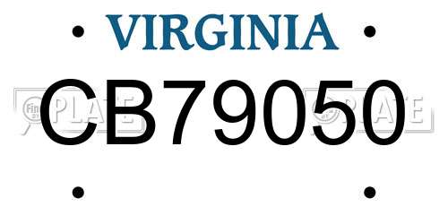 CB79050 Virginia License Plate