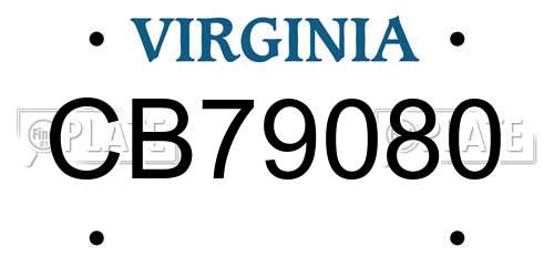 CB79080 Virginia License Plate