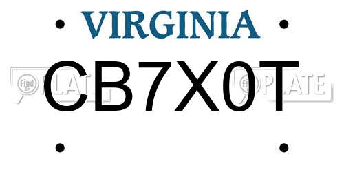 CB7X0T Virginia License Plate