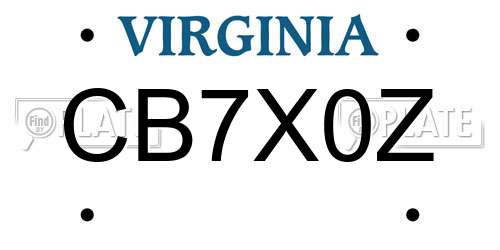 CB7X0Z Virginia License Plate