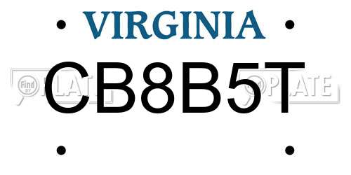 CB8B5T Virginia License Plate