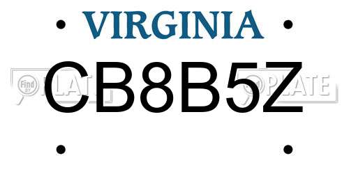 CB8B5Z Virginia License Plate