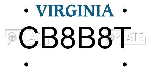 CB8B8T Virginia License Plate