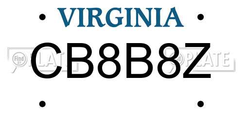 CB8B8Z Virginia License Plate