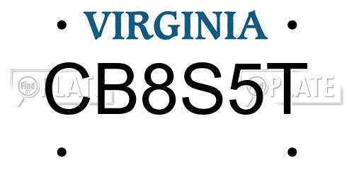 CB8S5T Virginia License Plate