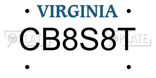 CB8S8T Virginia License Plate