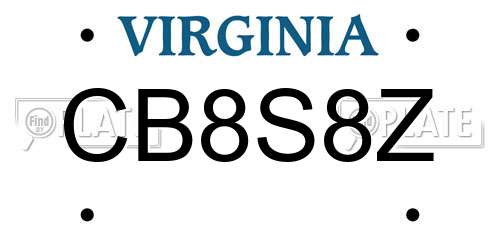 CB8S8Z Virginia License Plate