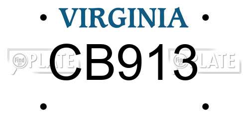 CB913 Virginia License Plate