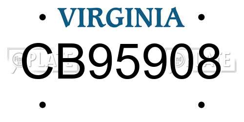 CB95908 Virginia License Plate