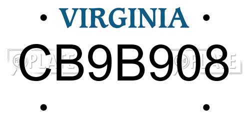 CB9B908 Virginia License Plate