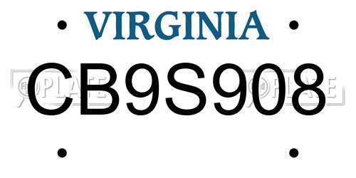 CB9S908 Virginia License Plate